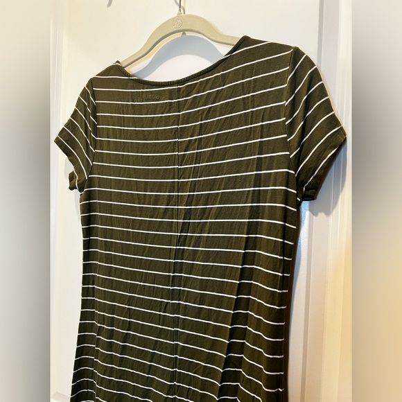 Aero Seriously Soft Army Green Striped Dress Size Small - Picture 3 of 9